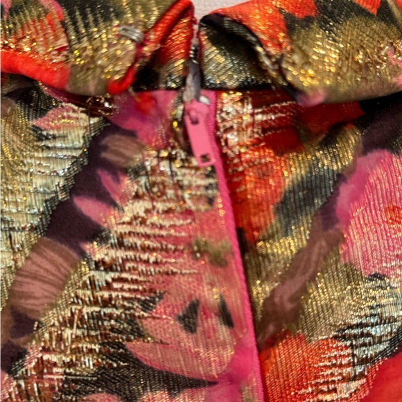 Pink Metallic Floral Long Sleeve Belted Dress From British Designer Dynasty - Picture 7 of 9